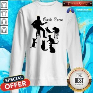 Alternative view of Funny Man Play Guitar And Cat Cash Crew Shirt