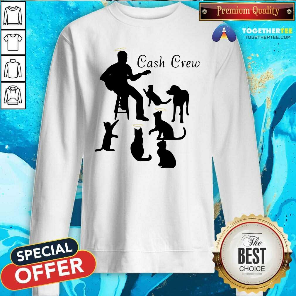 Funny Man Play Guitar And Cat Cash Crew Shirt - Image 2