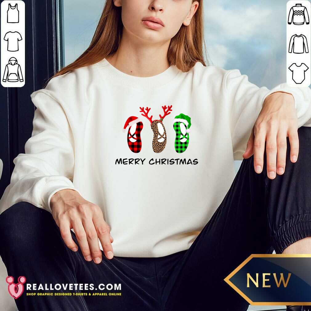 Hot Ballet Shoes Santa Merry Christmas Shirt - Image 3