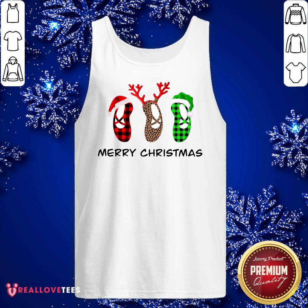 Hot Ballet Shoes Santa Merry Christmas Shirt - Image 2