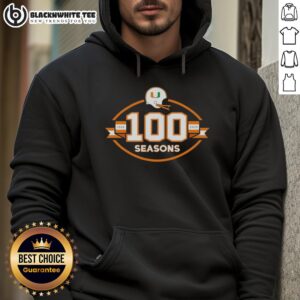 Alternative view of Nice Miami Hurricanes Football 100 Seasons 1926-2025 T-Shirt