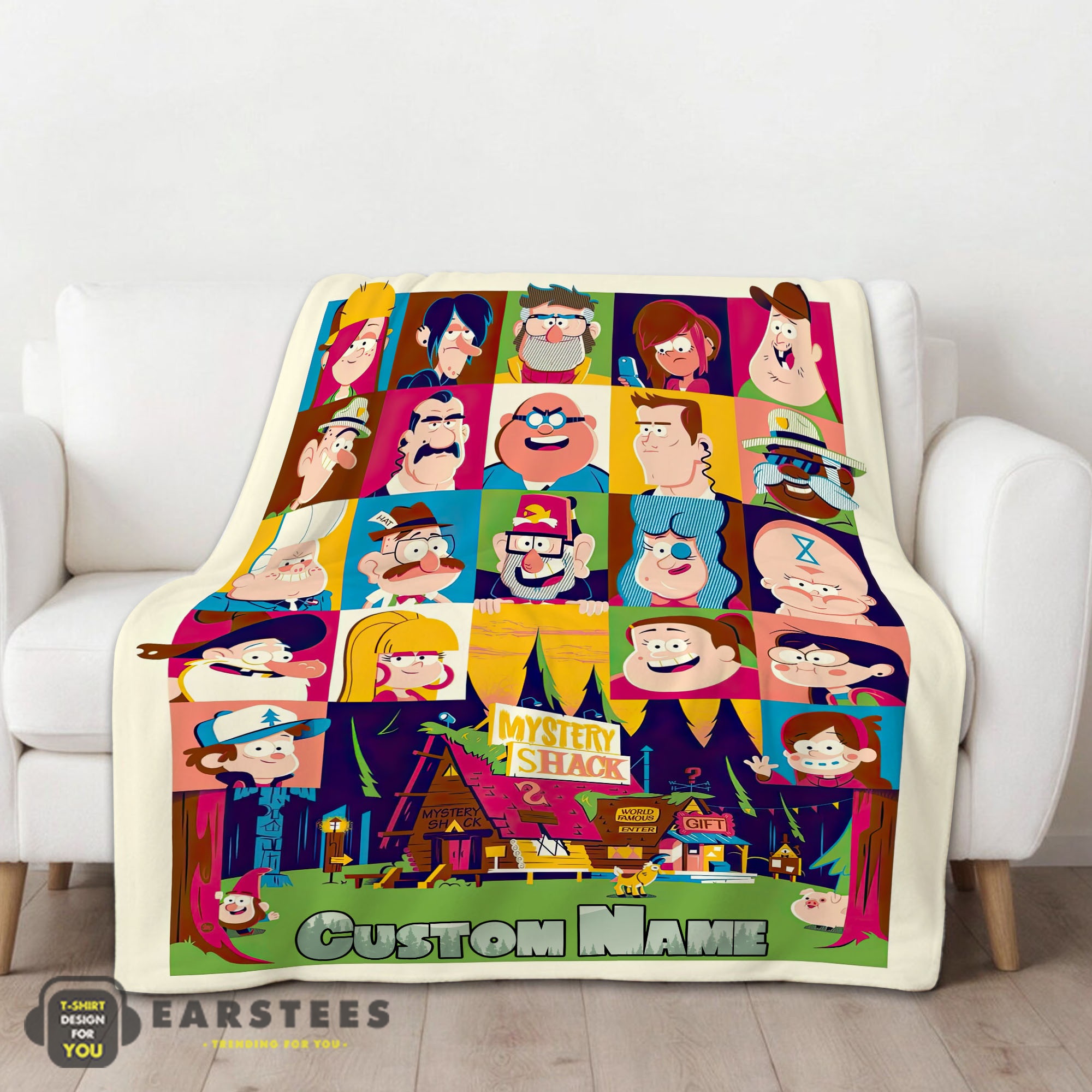 Good Gravity Falls Mystery Shack Characters Collage Blanket Fleece Customized Blanket - Image 2