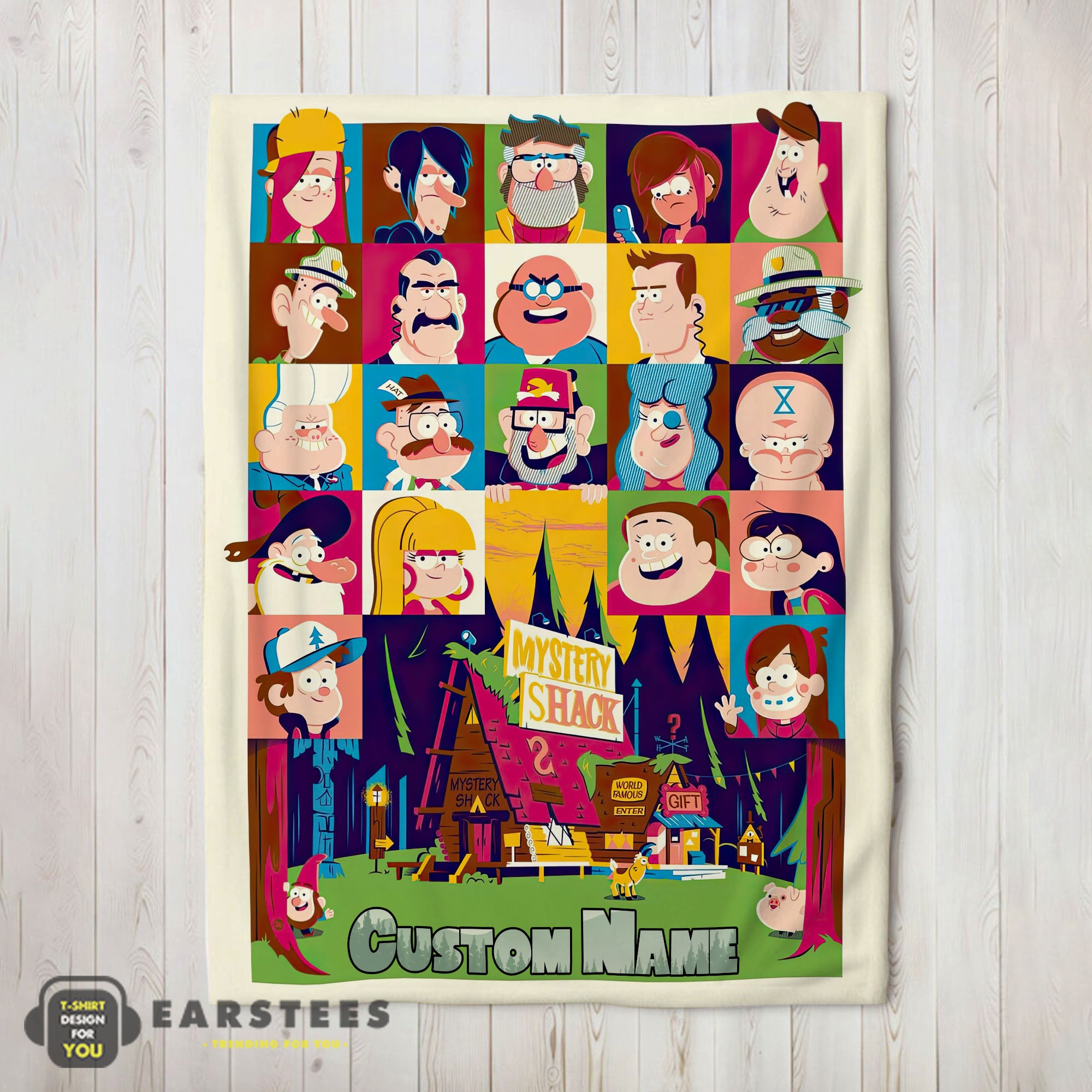 Good Gravity Falls Mystery Shack Characters Collage Blanket Fleece Customized Blanket