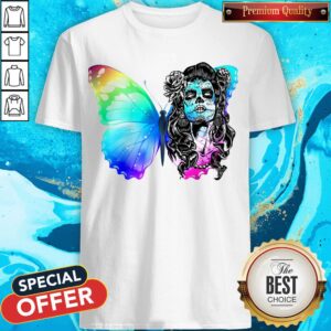 Day Of Dead Dia De Muertos Sugar Skull Dark Butterfly Shirt