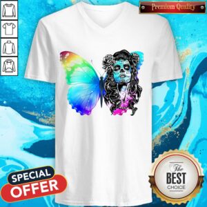 Alternative view of Day Of Dead Dia De Muertos Sugar Skull Dark Butterfly Shirt