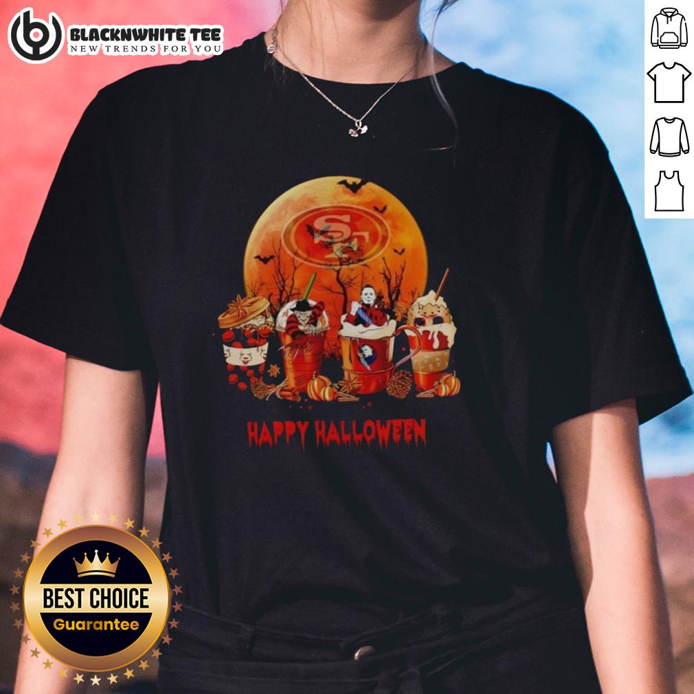 Happy San Francisco 49ers Happy Halloween Coffee T-Shirt - Image 3