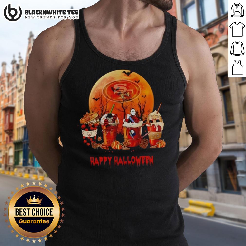 Happy San Francisco 49ers Happy Halloween Coffee T-Shirt - Image 4