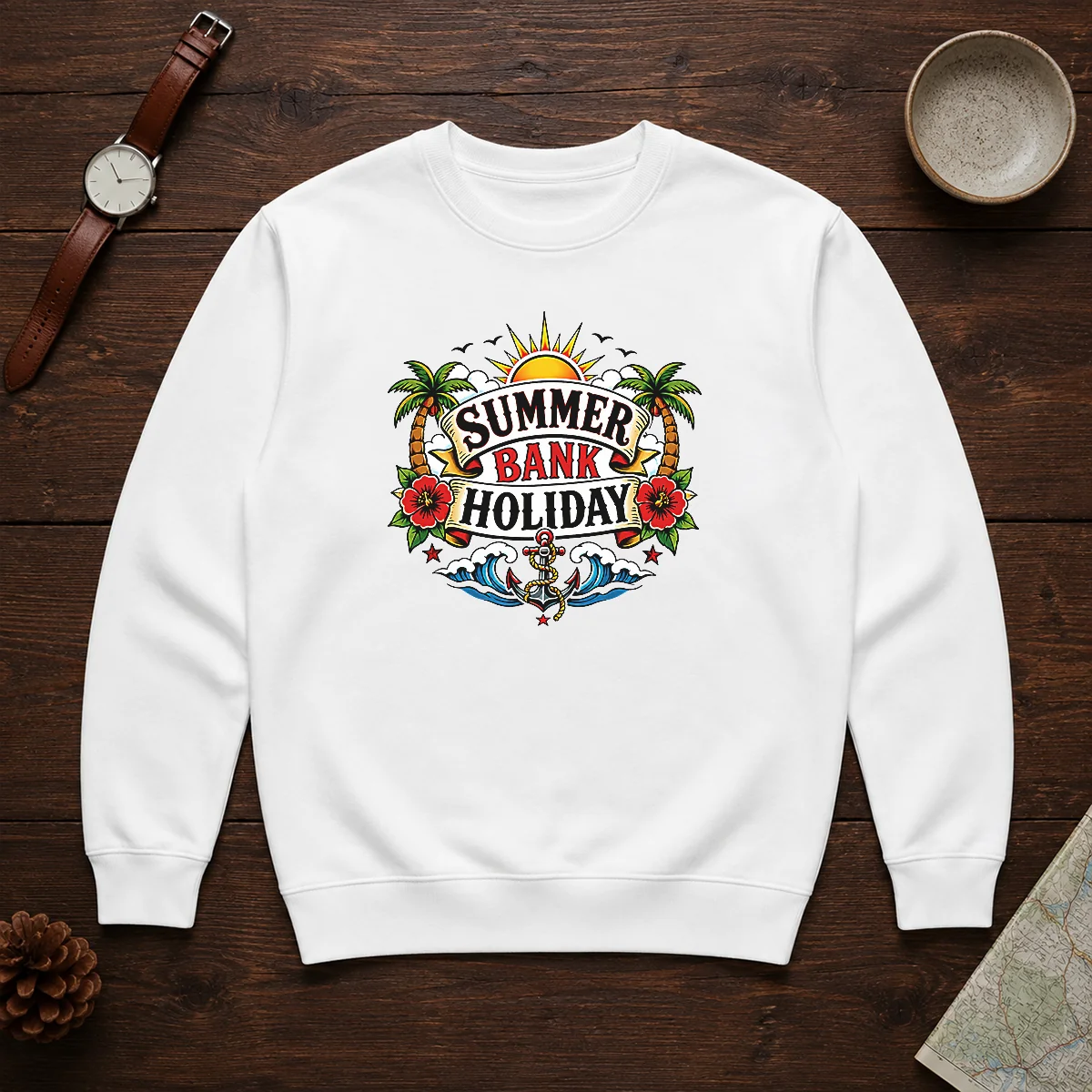 Official Traditional Tattoo Summer Bank Holiday Anchor Hibiscus Shirt - Image 7