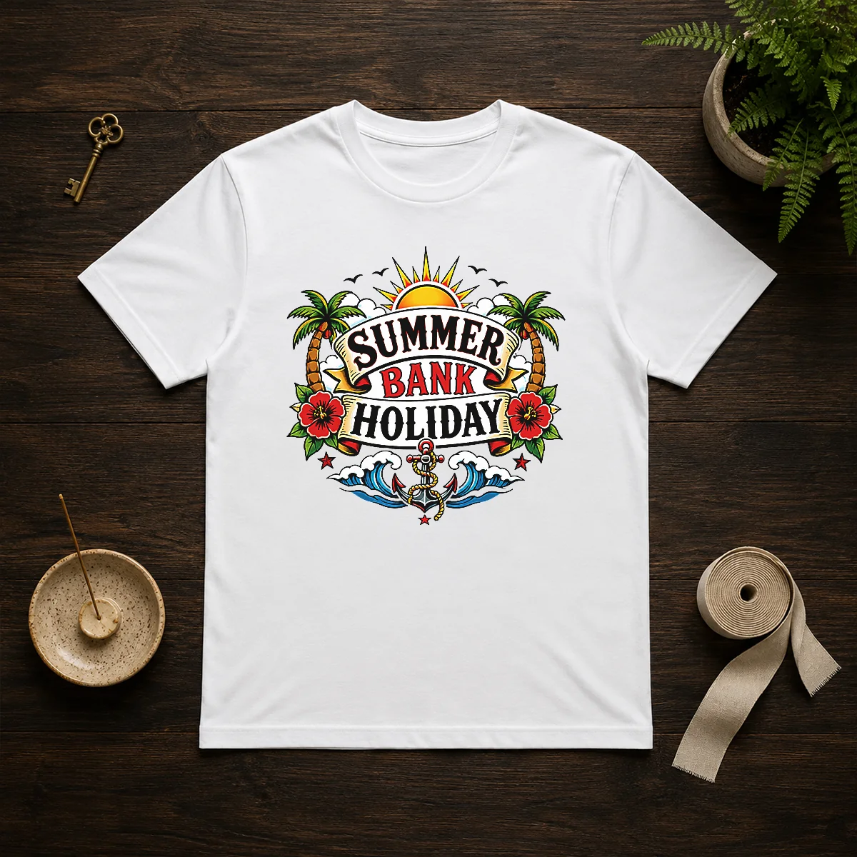 Official Traditional Tattoo Summer Bank Holiday Anchor Hibiscus Shirt