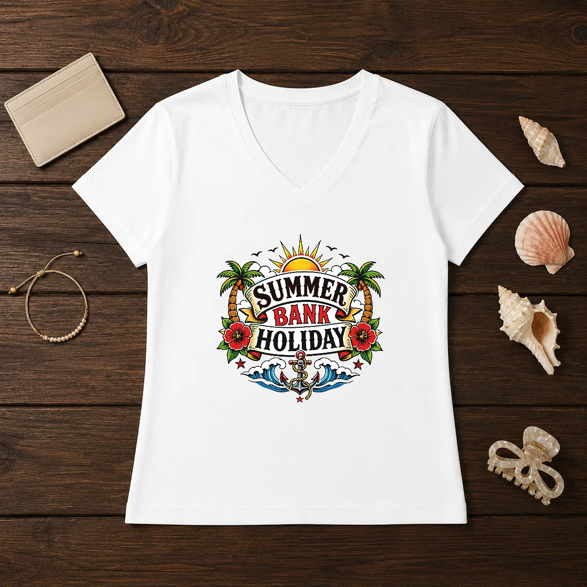 Official Traditional Tattoo Summer Bank Holiday Anchor Hibiscus Shirt - Image 2