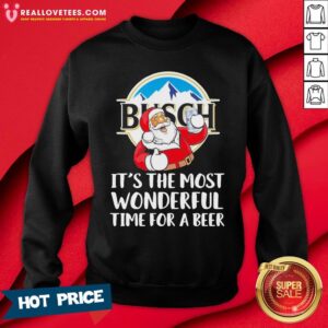 Alternative view of Pro Santa Claus Drinking Busch Light It’s The Most Wonderful Time For A Beer Shirt