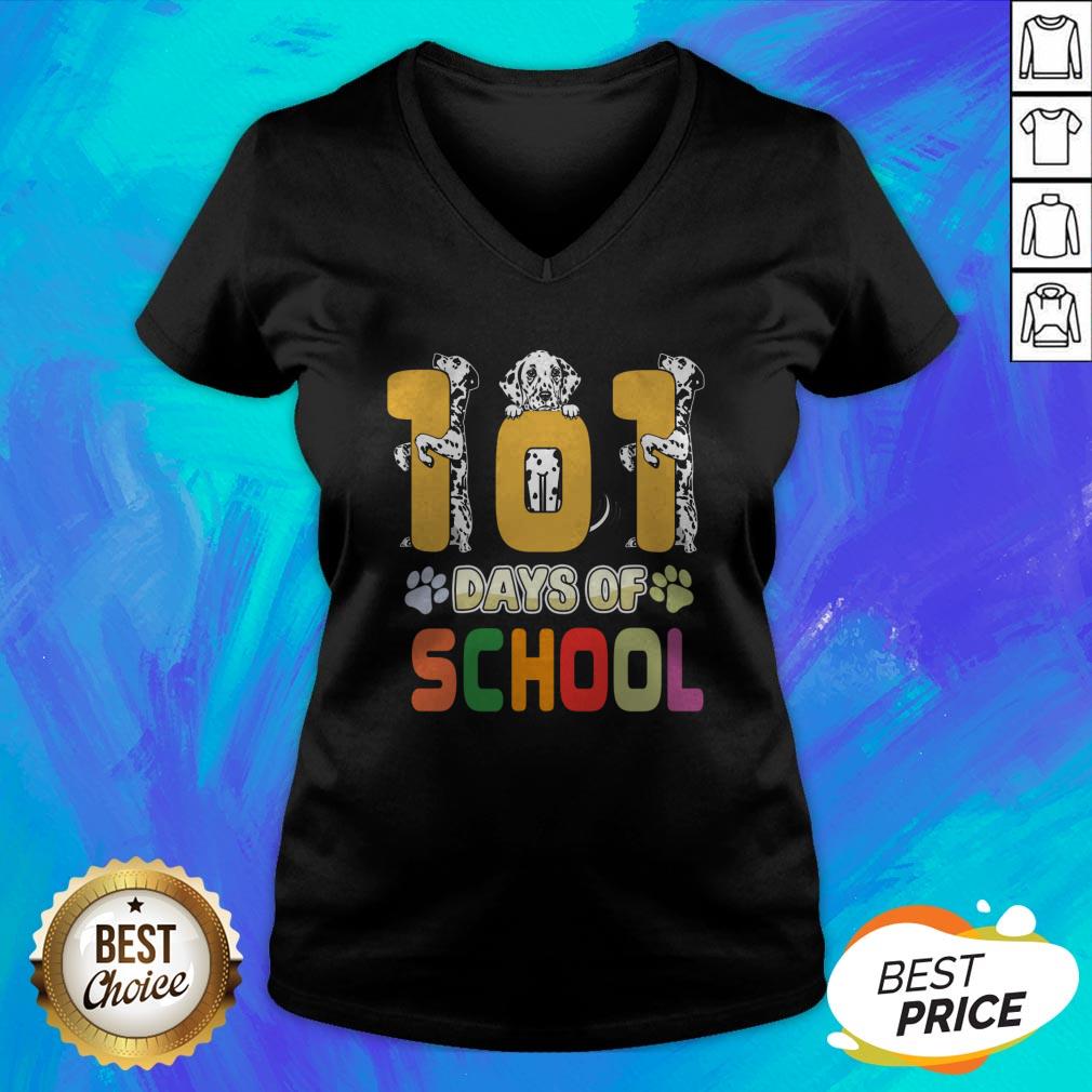 101 Days Of School Dalmation Dog Teachers Gift T-Shirt - Image 5