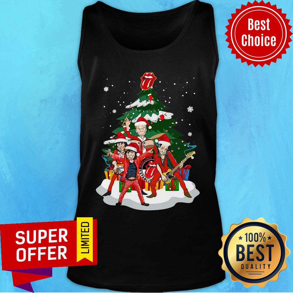 Nice Santa The Rolling Stones Play Music Christmas Shirt - Image 4