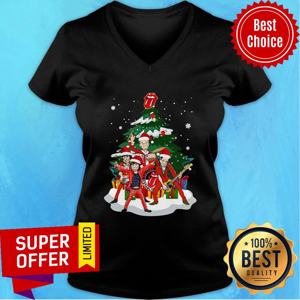 Nice Santa The Rolling Stones Play Music Christmas Shirt - Image 3