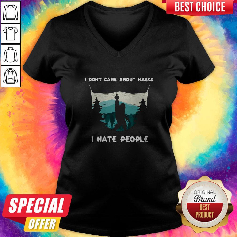 I Don'T Care About Masks I Hate People Face Mask Bigfoot Shirt - Image 2
