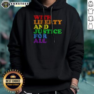 Alternative view of Pretty With Liberty And Justice For All Pride Rainbow Text Pride Shirt