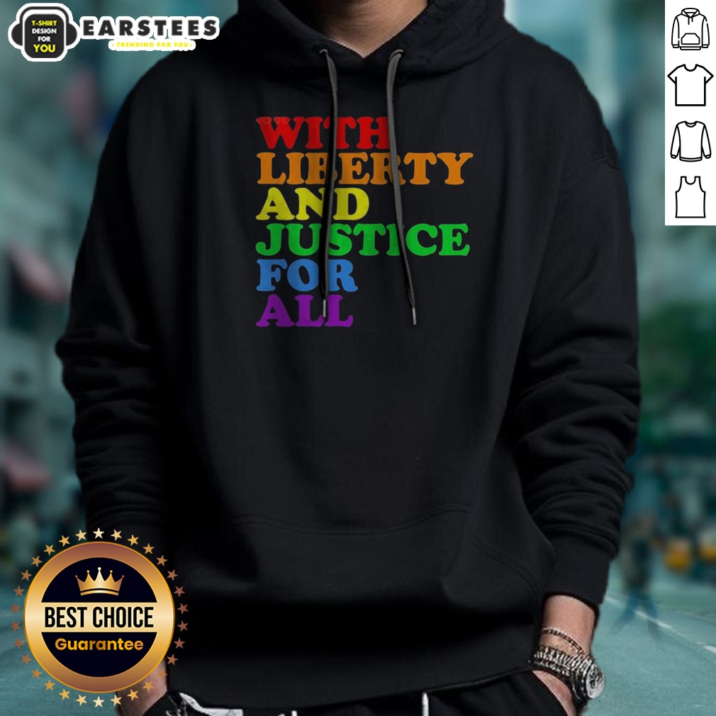 Pretty With Liberty And Justice For All Pride Rainbow Text Pride Shirt - Image 2