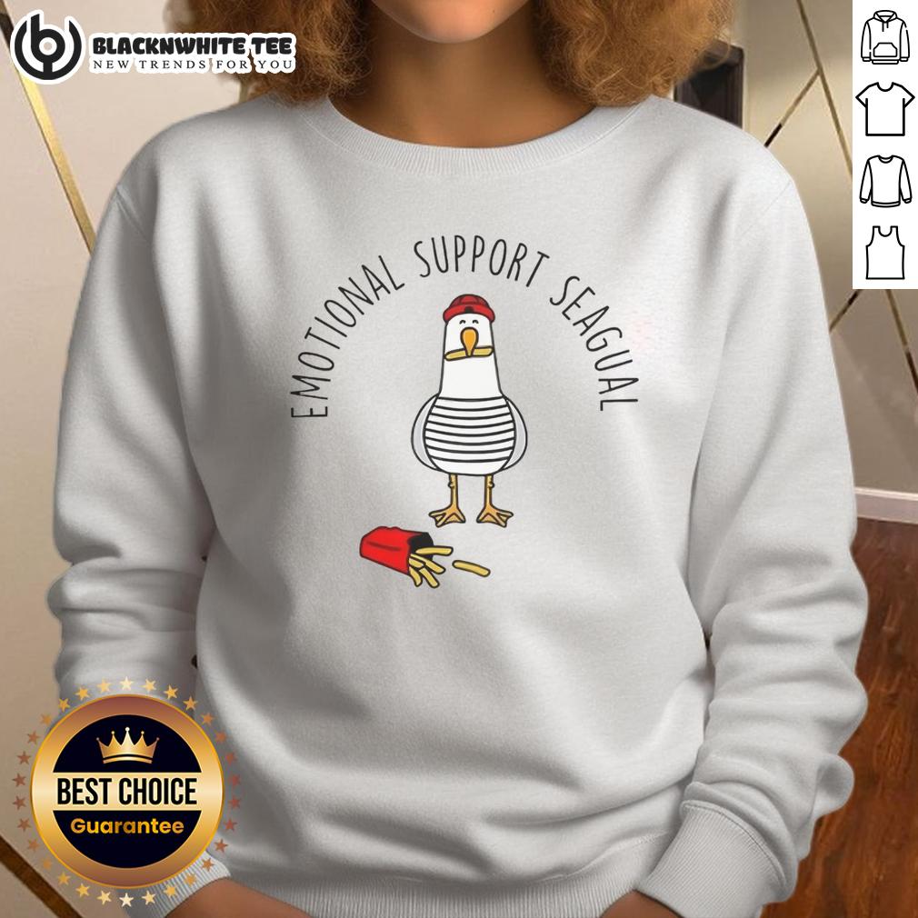 Pretty Emotional Support Seagull French Fries T-Shirt - Image 5