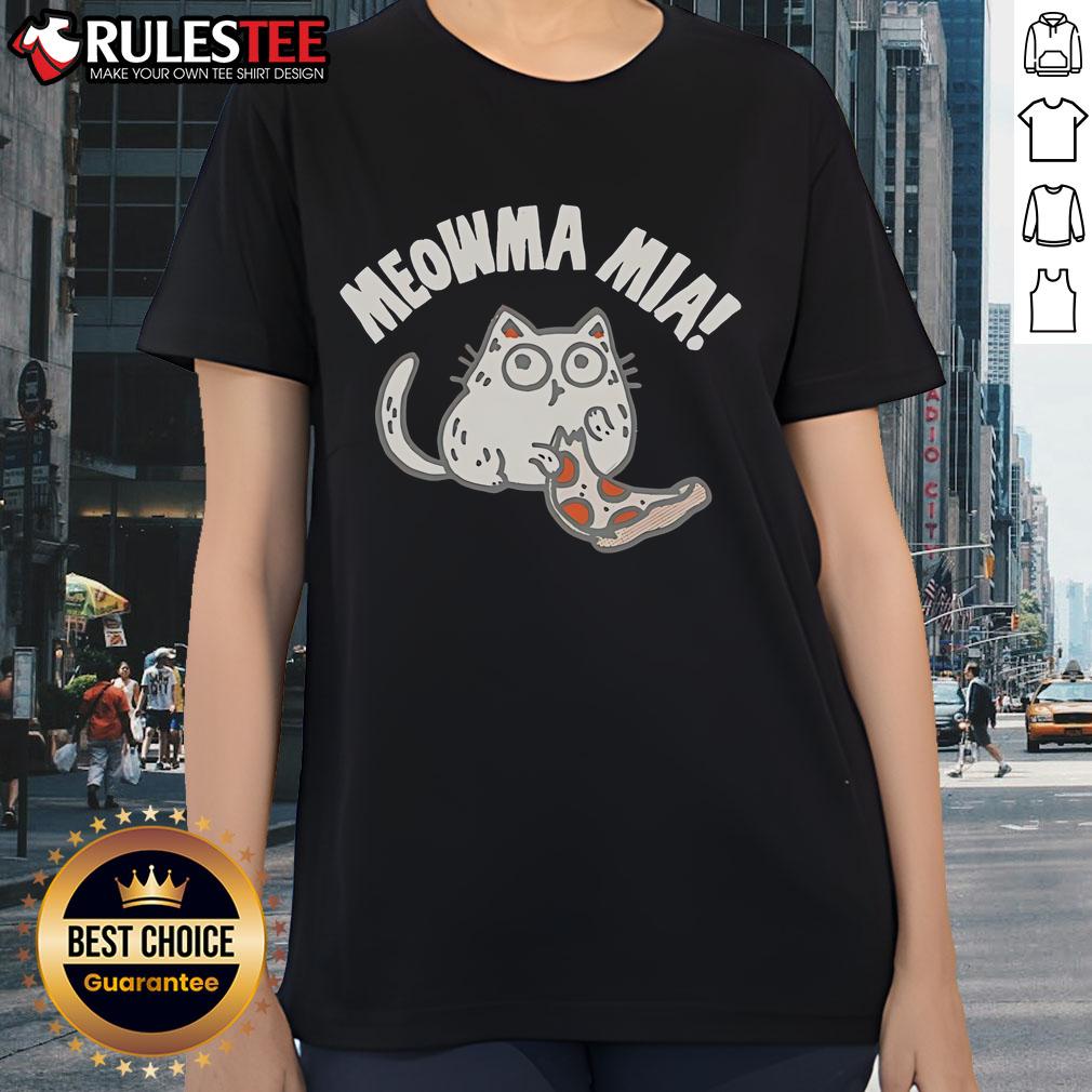 Cute Meowma Mia Pizza T-Shirt - Image 3