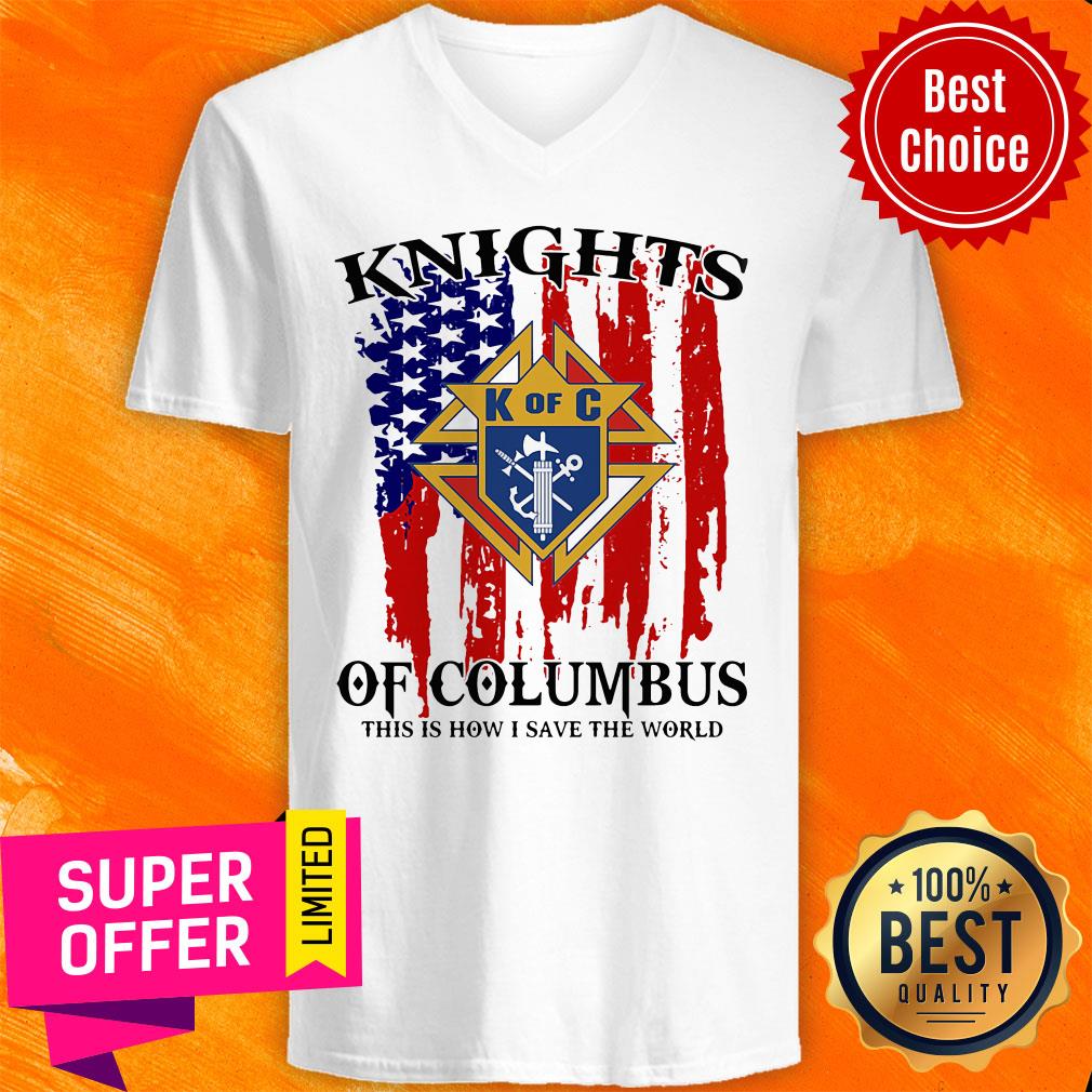 Funny American Flag Knights of Columbus This Is How I Save The World Shirt - Image 3
