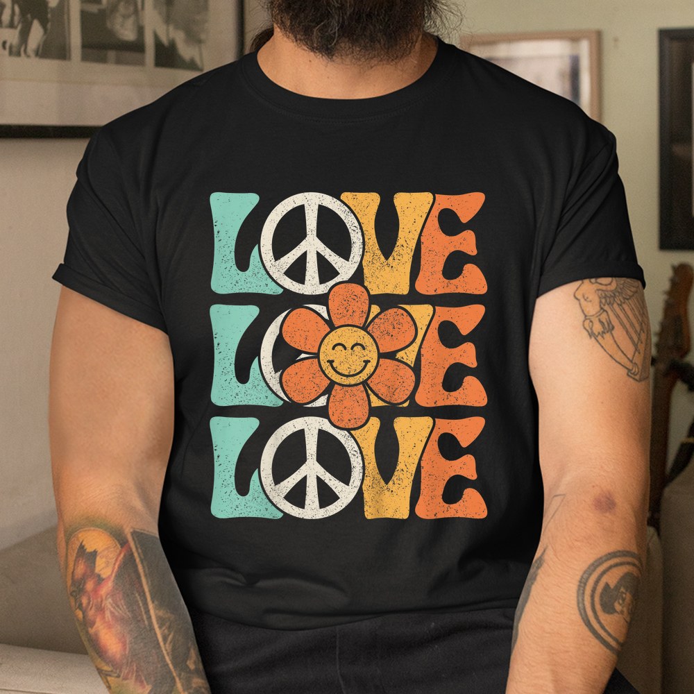 Peace Sign Love 60s 70s Costume 70 Theme Party Groovy Hippie Shirt - Image 3