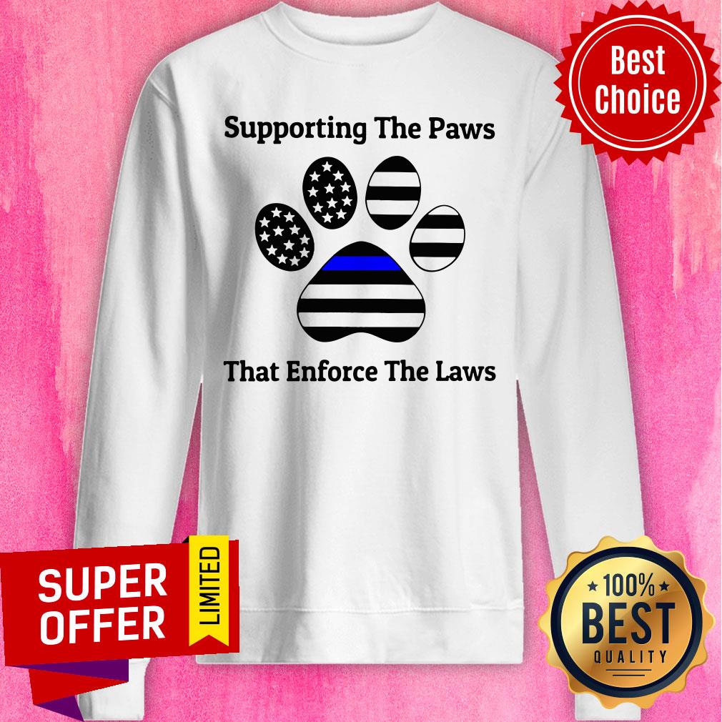 Supporting The Paws That Enforce The Laws American Flag Shirt - Image 4