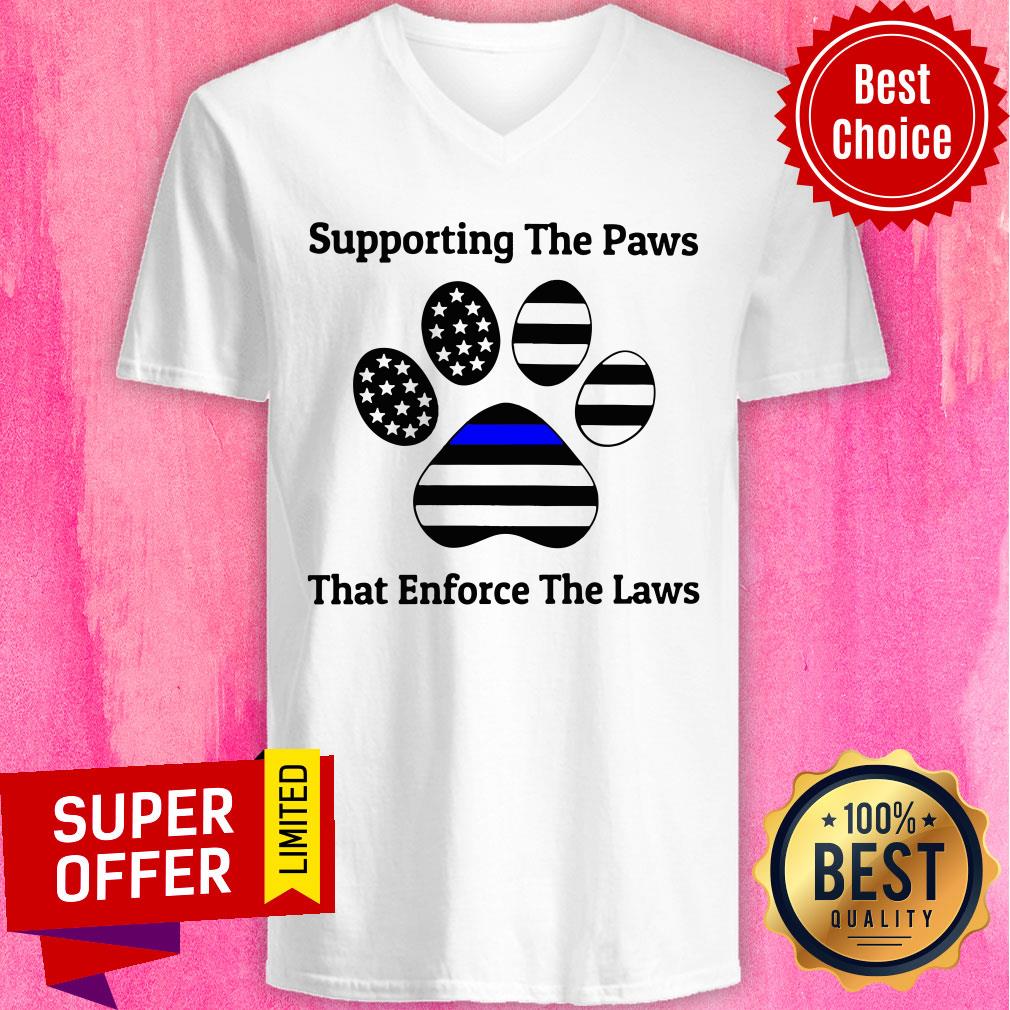 Supporting The Paws That Enforce The Laws American Flag Shirt - Image 2