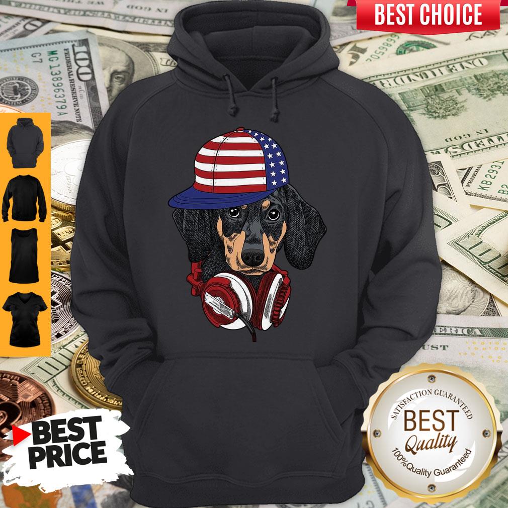 Official 4 Of July Dachshund Listening Music Shirt - Image 2