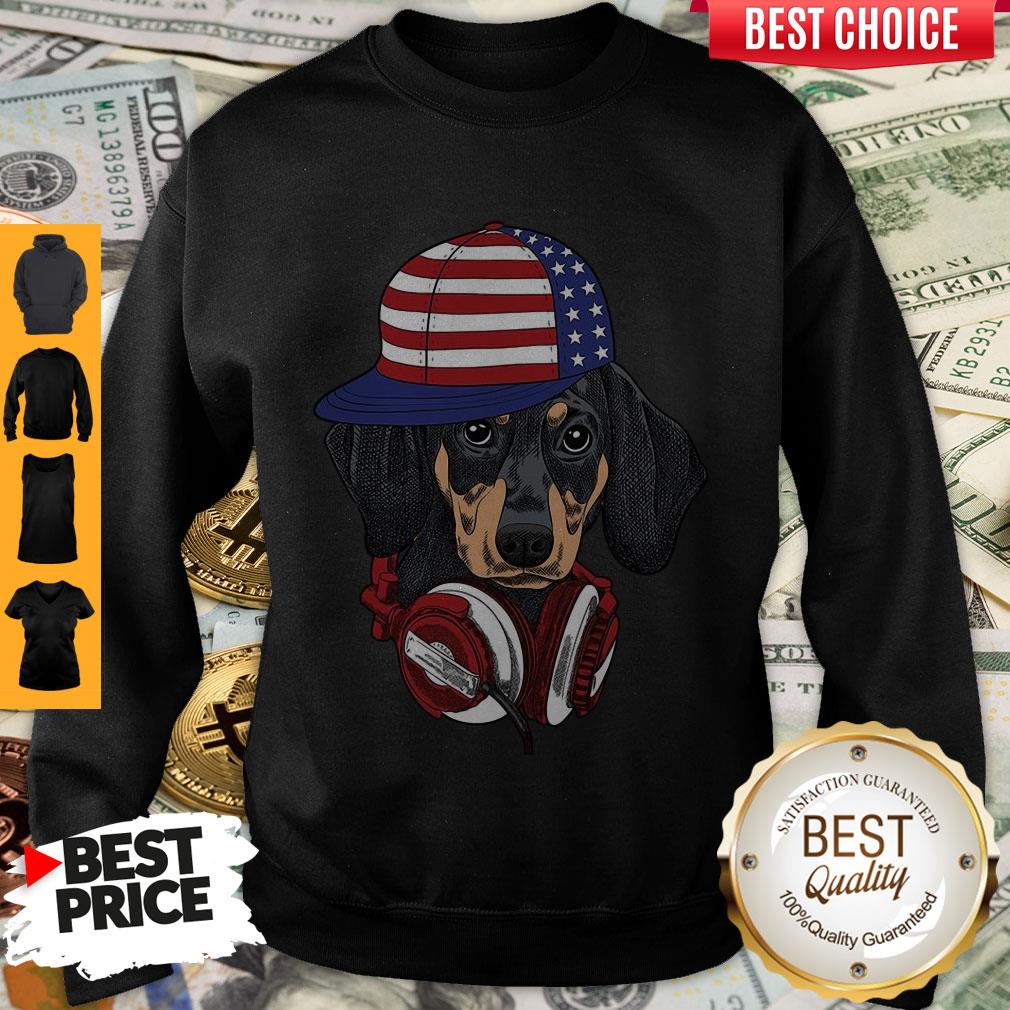 Official 4 Of July Dachshund Listening Music Shirt - Image 5
