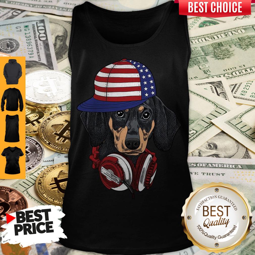 Official 4 Of July Dachshund Listening Music Shirt - Image 4