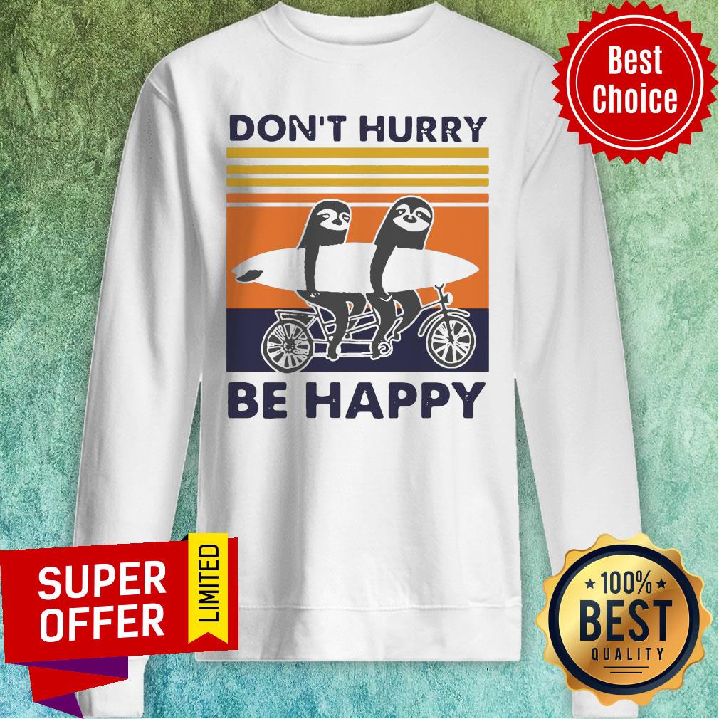 Nice Vintage Retro Don’t Hurry Be Happy Penguin Shirt - Image 2