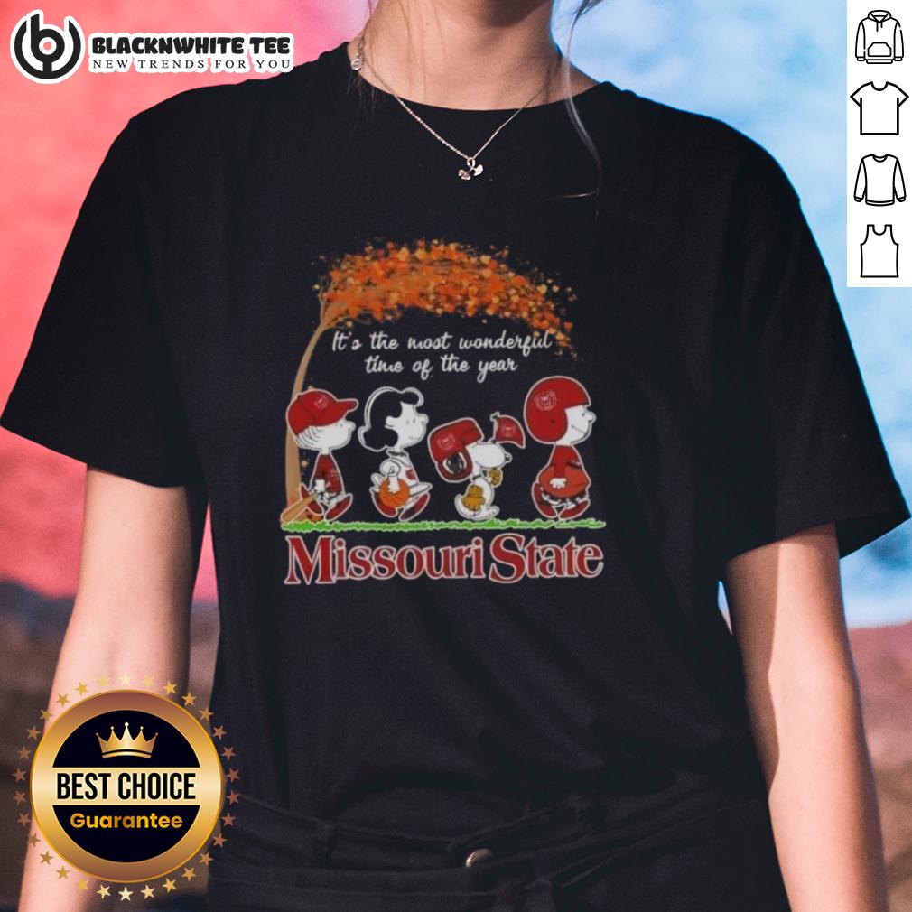 Good Peanuts Snoopy And Friends It's The Most Wonderful Time Of The Year Missouri State T-Shirt - Image 3