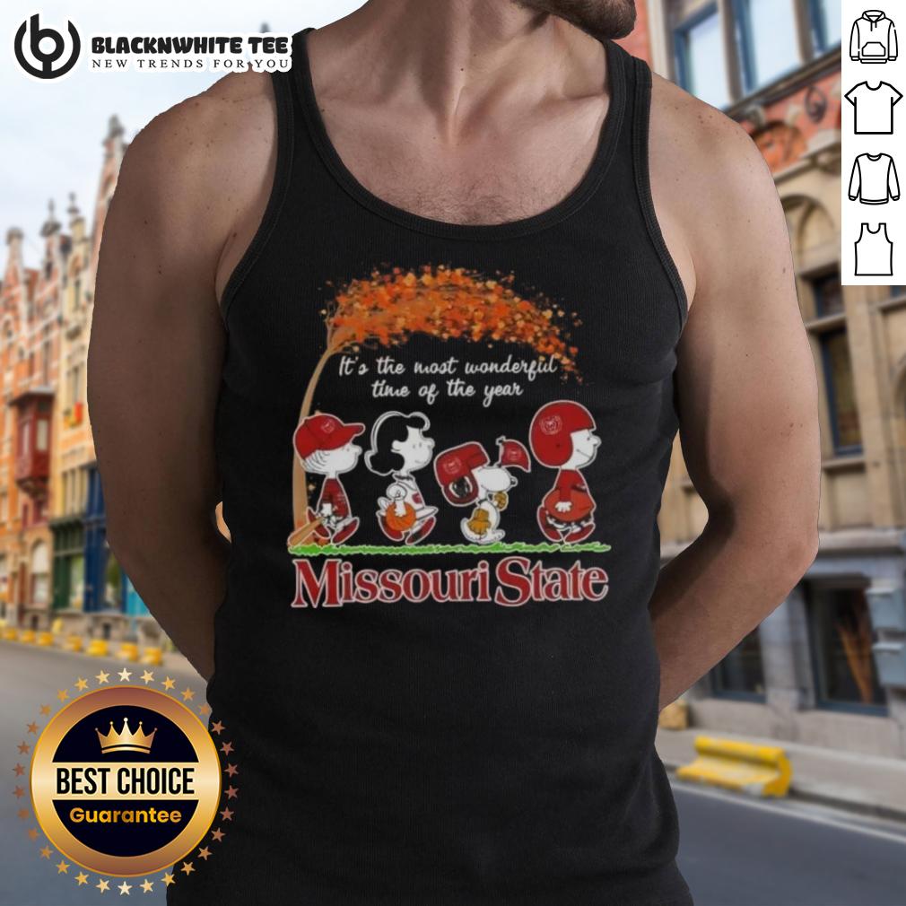 Good Peanuts Snoopy And Friends It's The Most Wonderful Time Of The Year Missouri State T-Shirt - Image 4