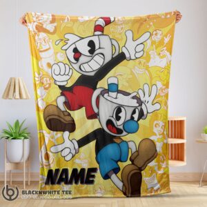 Hot Top Cuphead And Mugman Crazy Cup Blanket Fleece Customized Blanket