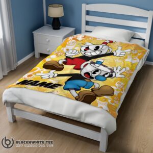 Alternative view of Hot Top Cuphead And Mugman Crazy Cup Blanket Fleece Customized Blanket