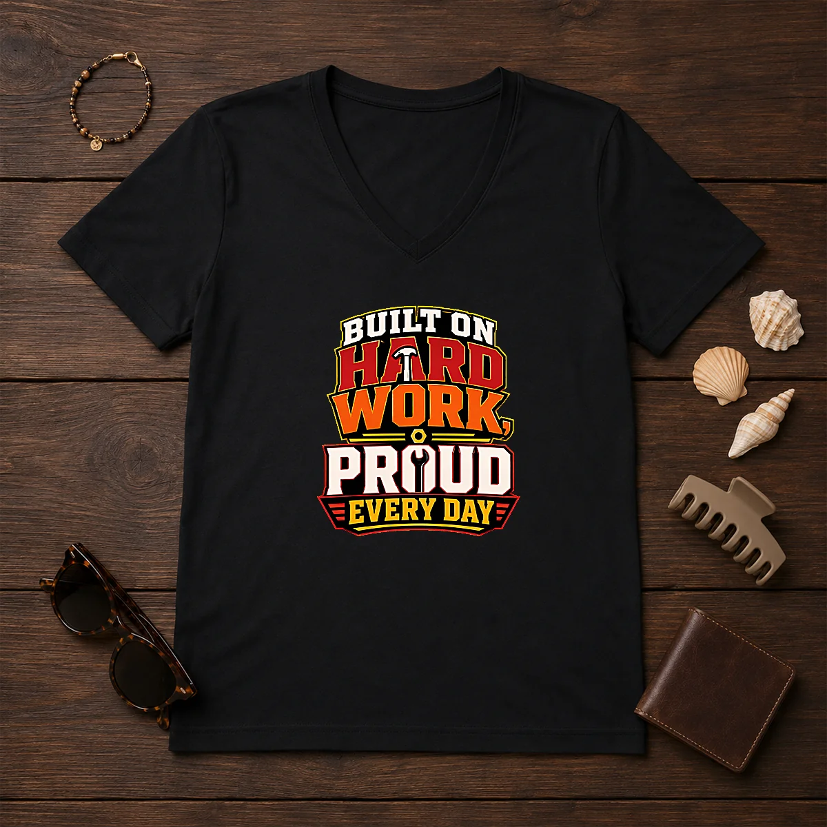 Original Hard Workers Celebrate Labour Day Typography Tee - Image 2