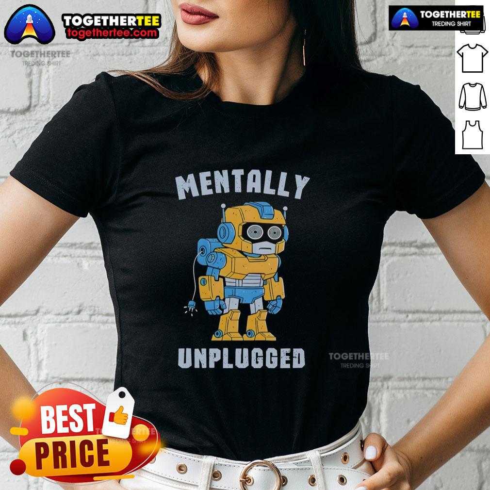 Top Robot Mentally Unplugged Retro T-Shirt - Image 3