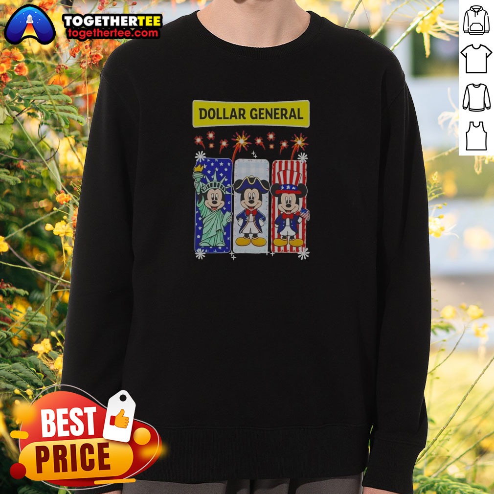 Pretty Dollar General Mickey Mouse Patriotic Characters Shirt - Image 4