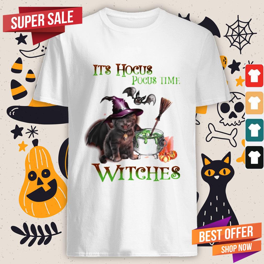Cat Its Hocus Pocus Time Witch Halloween Shirt