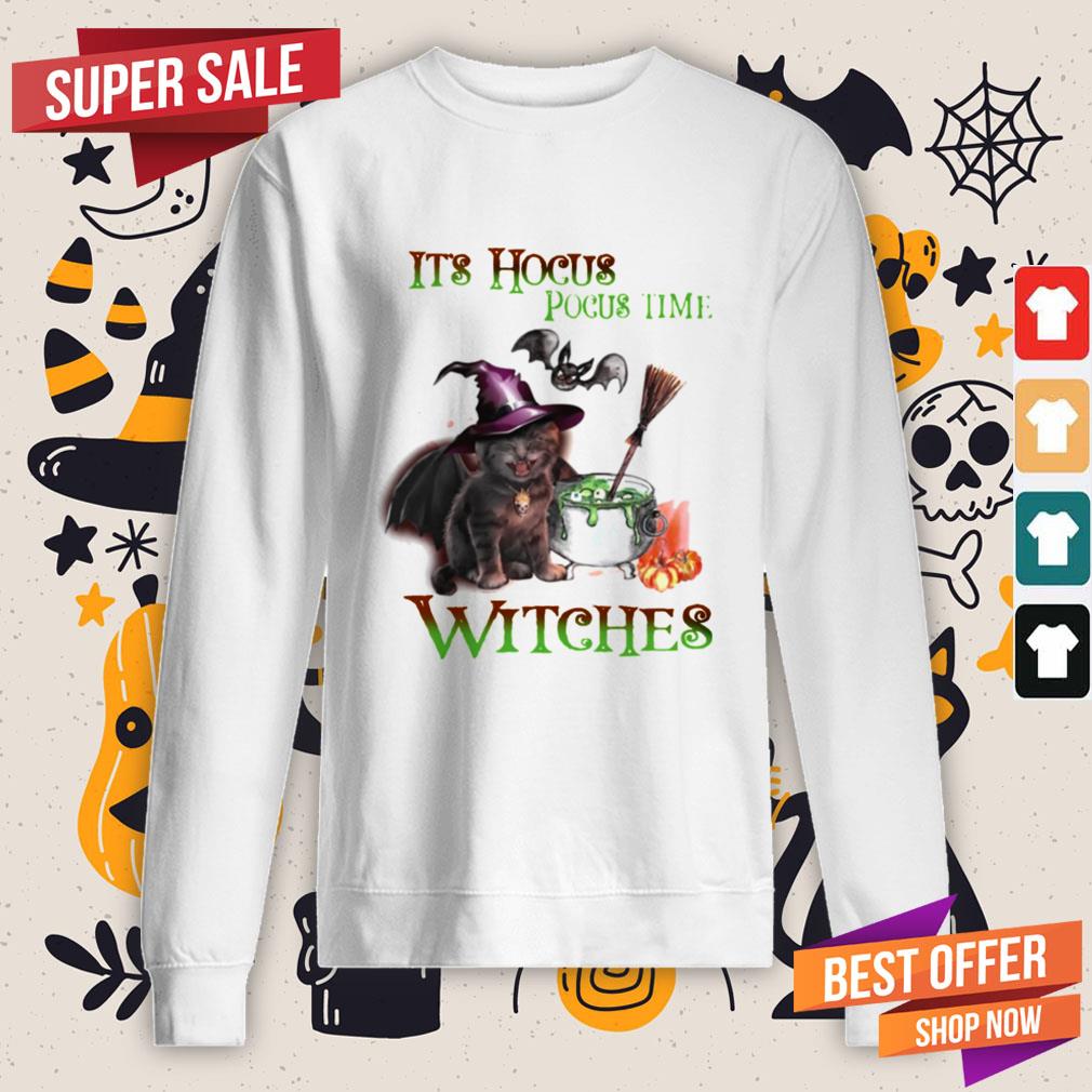 Cat Its Hocus Pocus Time Witch Halloween Shirt - Image 4
