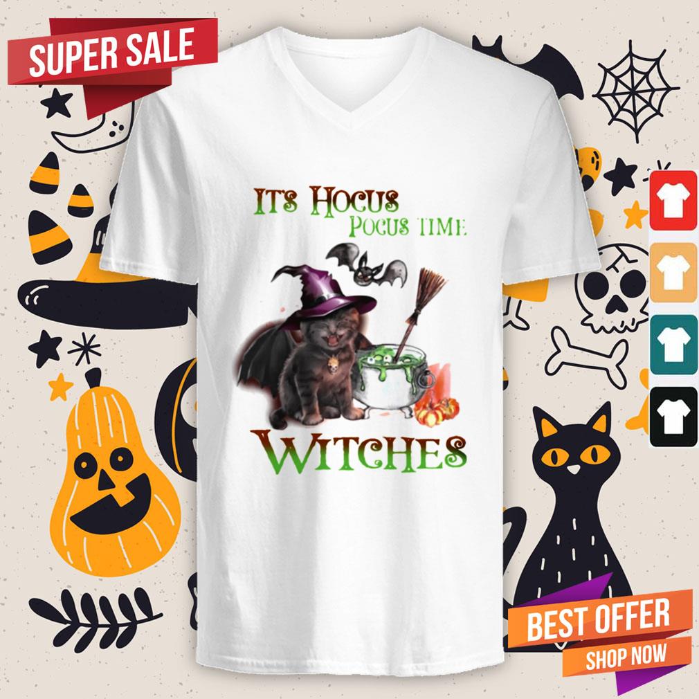 Cat Its Hocus Pocus Time Witch Halloween Shirt - Image 2