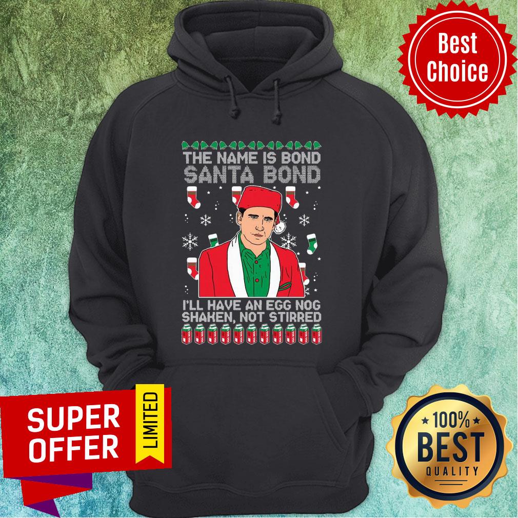 Nice The Name Is Bond Santa Bond I’ll Have An Eggnog Shaken Not Stirred Ugly Christmas Shirt - Image 4