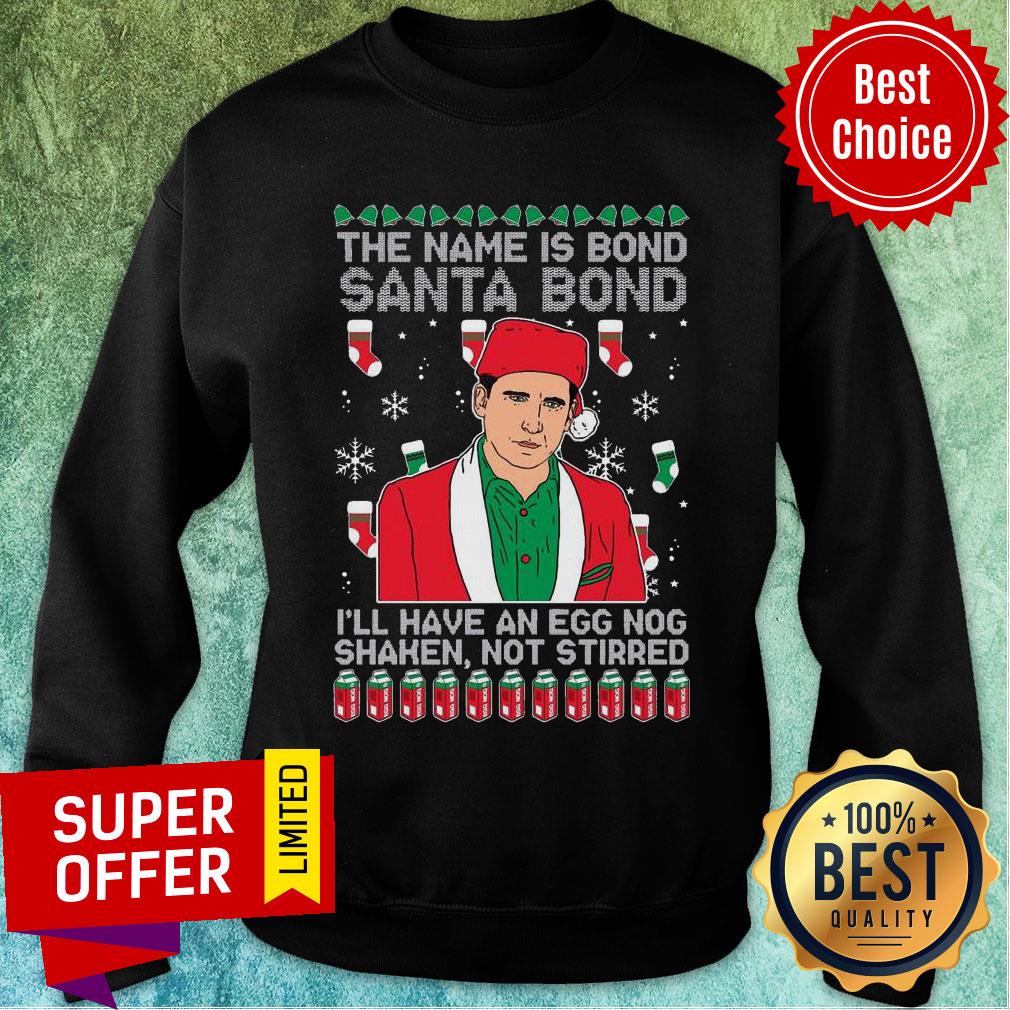 Nice The Name Is Bond Santa Bond I’ll Have An Eggnog Shaken Not Stirred Ugly Christmas Shirt - Image 5