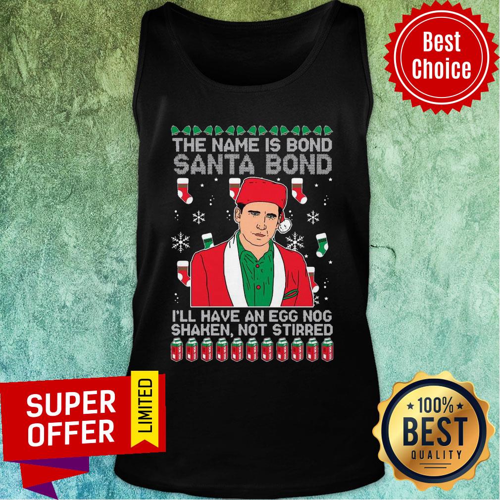 Nice The Name Is Bond Santa Bond I’ll Have An Eggnog Shaken Not Stirred Ugly Christmas Shirt - Image 3