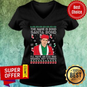 Alternative view of Nice The Name Is Bond Santa Bond I’ll Have An Eggnog Shaken Not Stirred Ugly Christmas Shirt