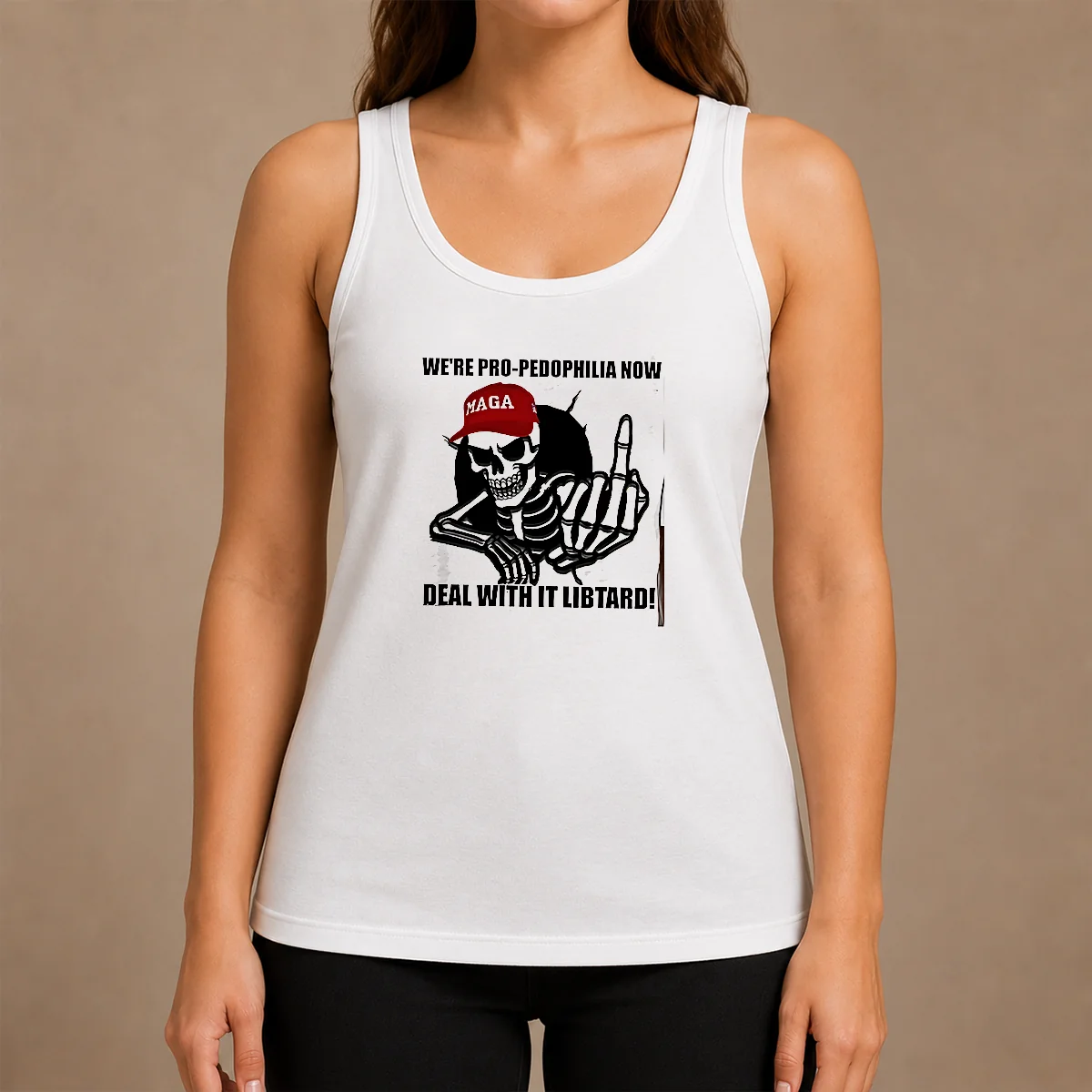Funny Hot MAGA Skeleton Middle Finger We're Pro Pedophilia Now Deal With It Libtard Shirt - Image 3