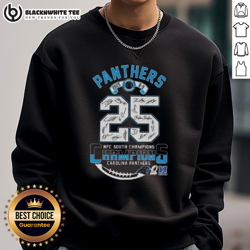 Good 2025 8-9 NFC South Division Champions Carolina Panthers All Signatures T-Shirt - Image 5