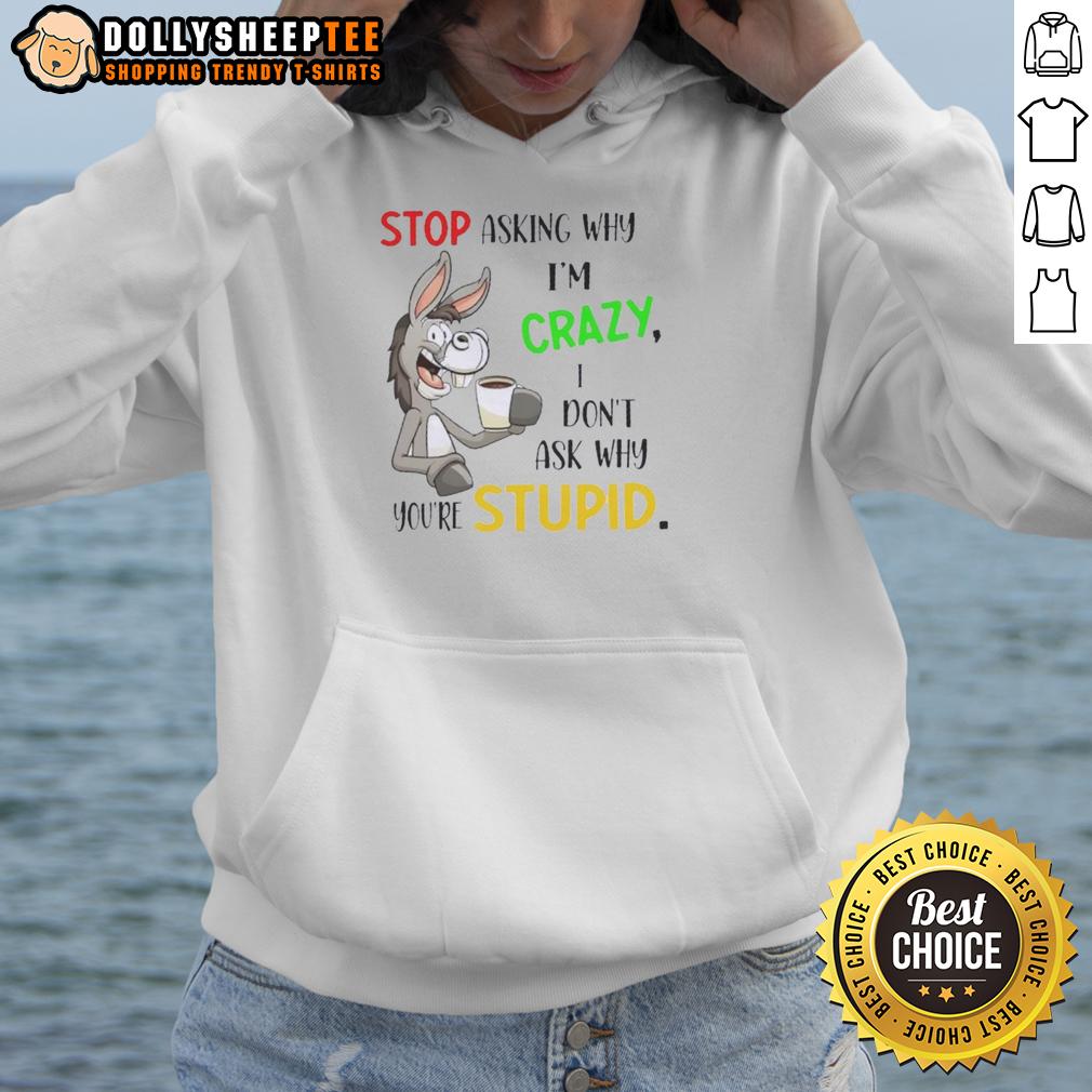 Original Donkey Stop Asking Why I'm Crazy I Don't Ask Why You're Stupid T-Shirt - Image 2
