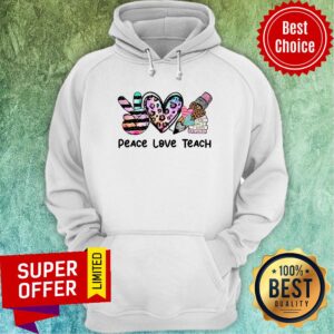 Alternative view of Peace Love Teach Leopard Food Reads Pencil Shirt