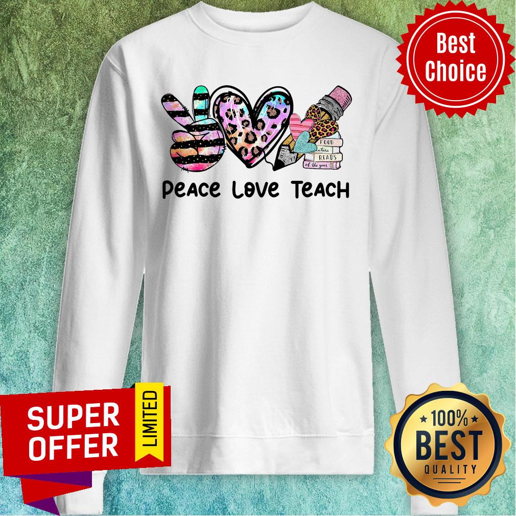 Peace Love Teach Leopard Food Reads Pencil Shirt - Image 5